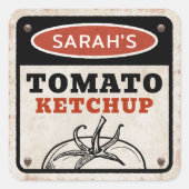 Étiquette modifiable ketchup tomate avec signe gru (Devant)