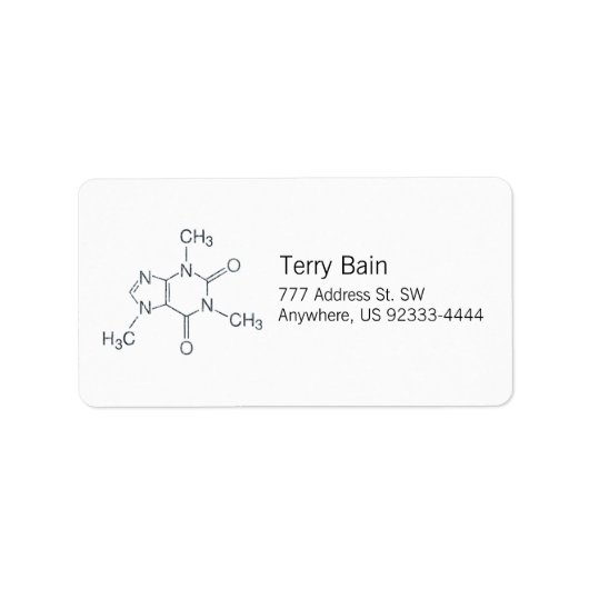 Étiquette Molécule de caféine pour les amateurs de café (Devant)