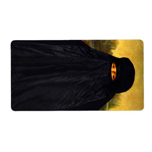 Étiquette Mona Lisa cachée derrière la burqa (Devant)