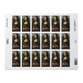 Étiquette Mona Lisa Holding Elegant Gray Cat (Feuille entière)