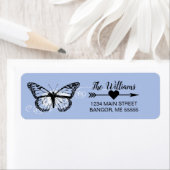 Étiquette Monarch Butterfly Blue Adresse de retour (En situation)
