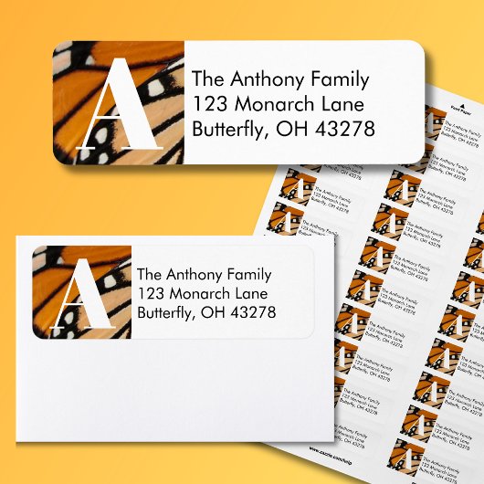 Étiquette Monarch Butterfly Wing Adresse de retour