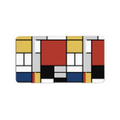 Étiquette Mondrian Peinture Rouge Plane Jaune Noir Gris Bleu (Devant)