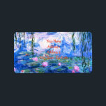 Étiquette Monet Pink Water Lys<br><div class="desc">Étiquettes de adresse de nénuphars rose Monet avec de belles nénuphars roses flottant dans un étang bleu calme avec des nénuphars. Un grand cadeau Monet pour les amateurs d'impressionnisme et d'art français. Impressionnisme nature serein avec de belles fleurs et paysage d'étang pittoresque.</div>
