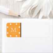 Étiquette Mongram de Custom. Orange et blanc Polka Dot. (En situation)