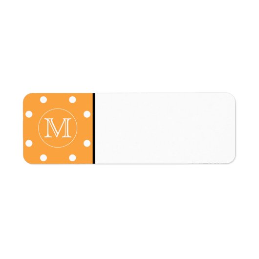 Étiquette Mongram de Custom. Orange et blanc Polka Dot. (Devant)