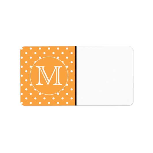 Étiquette Mongram de Custom. Orange et blanc Polka Dot. (Devant)