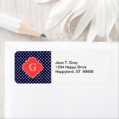 Étiquette Mongram de Navy White Polka (En situation)