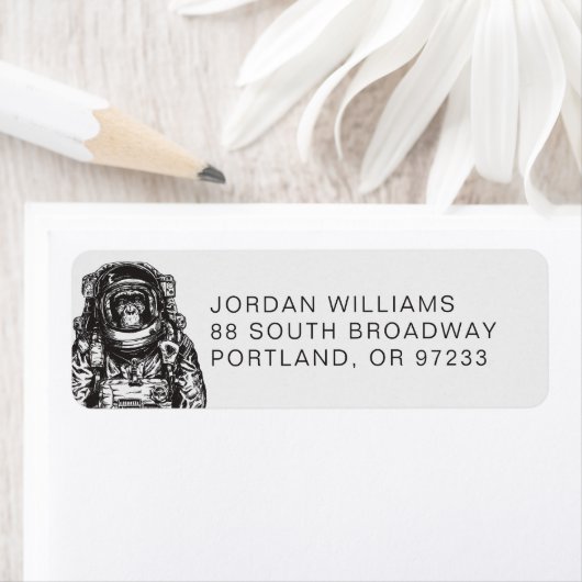 Étiquette Monkey Astronaut | Ajouter Votre Nom (En situation)