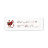 Étiquette monogram B Christmas Rose Gold Return Address (Devant)