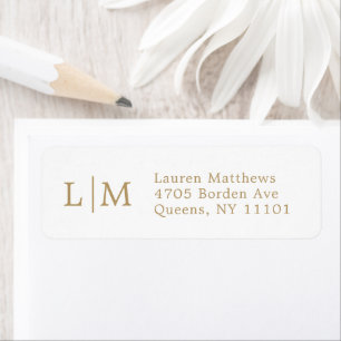 Étiquette Monogram Business Gold Return Address