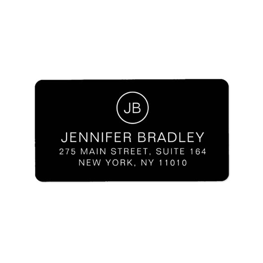 Étiquette Monogram Chic Nom personnalisé Adresse de retour (Devant)