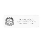 Étiquette Monogram Crest Elegant Wedding Adresse de retour (Devant)
