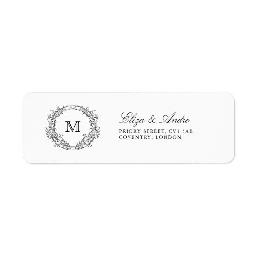 Étiquette Monogram Crest Elegant Wedding Adresse de retour (Devant)