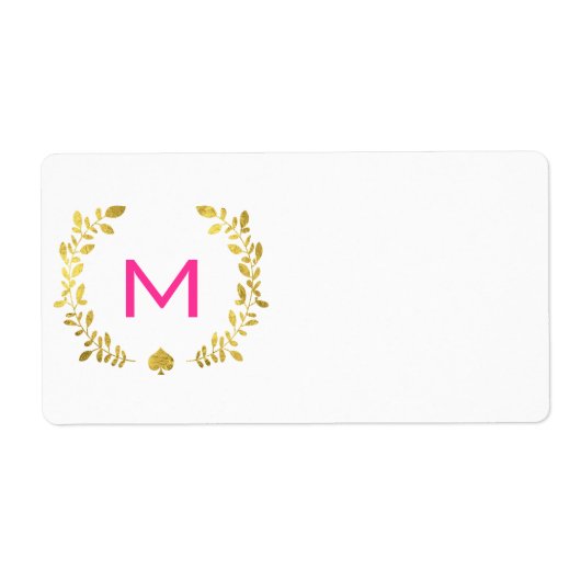Étiquette Monogram Gold Foil Laurel & Spade (Devant)
