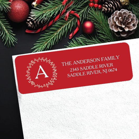 Étiquette Monogram Happy & Joyeux Noël Adresse de retour