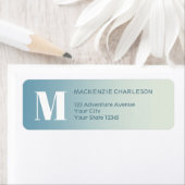 Étiquette Monogram Initial Turquoise Aqua Gradient Adresse d (En situation)