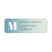 Étiquette Monogram Initial Turquoise Aqua Gradient Adresse d (Devant)
