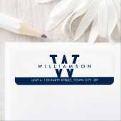 Étiquette MONOGRAM moderne simple nom initial bleu marine fo (En situation)