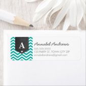 Étiquette MONOGRAM RETOUR ADRESSE moderne chevron jade vert (En situation)