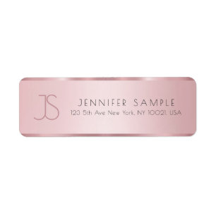 Étiquette Monogram Rose Gold Elegant Adresse de retour