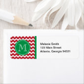 Étiquette Monogram Rouge et vert Chevron Noël de Noël (En situation)