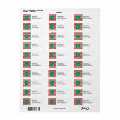 Étiquette Monogram Rouge et vert Chevron Noël de Noël (Feuille entière)