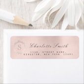 Étiquette Monogram Silver Blush Pink Adresse de retour RSVP  (En situation)