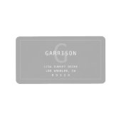Étiquette Monogramme & Adresse Moderne Simple | Gris Clair (Devant)