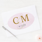 Étiquette Monogramme Aquarelle Rose (Enveloppe)