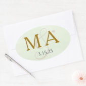 Étiquette Monogramme Aquarelle Vert Menthe (Enveloppe)
