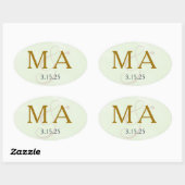 Étiquette Monogramme Aquarelle Vert Menthe (Feuille)