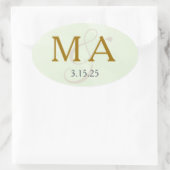 Étiquette Monogramme Aquarelle Vert Menthe (Sac)