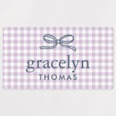 Étiquette Monogramme Arc-en-ciel Gingham (Design 1)