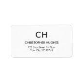 Étiquette Monogramme blanc classique élégant (Devant)