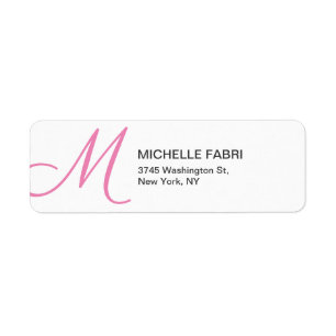 Étiquette Monogramme blanc feminin Pink