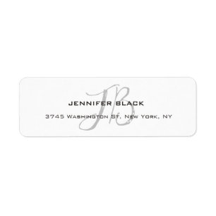 Étiquette Monogramme blanc gris couleur plaine minimaliste m