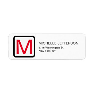 Étiquette Monogramme blanc rouge professionnel Plaque modern