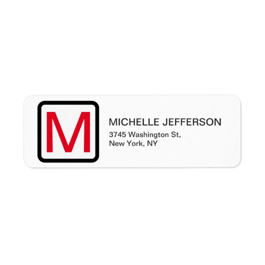 Étiquette Monogramme blanc rouge professionnel Plaque modern (Devant)