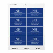 Étiquette Monogramme bleu simple moderne (Feuille entière)