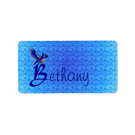 Étiquette Monogramme Bluebird Initiale B Personnalisé (Devant)