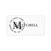 Étiquette Monogramme botanique moderne Nom Adresse de retour (Devant)