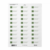 Étiquette Monogramme Carré classique vert et blanc (Feuille entière)