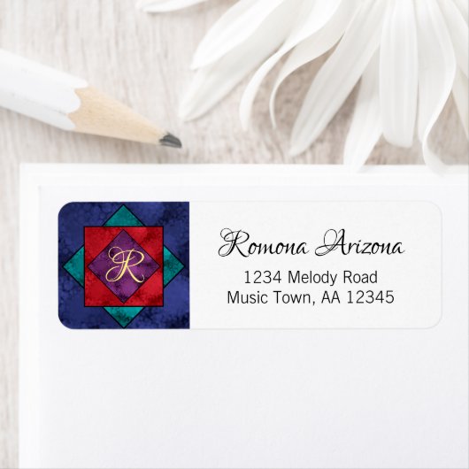 Étiquette Monogramme Carré de surface (En situation)