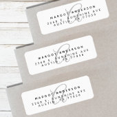 Étiquette Monogramme Chic | Écriture Élégante | Adresse de R