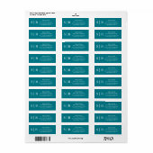 Étiquette Monogramme classique Adresse de retour Turquoise (Feuille entière)