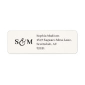 Étiquette Monogramme Classique Blanc Adresse de Retour de Ma (Devant)