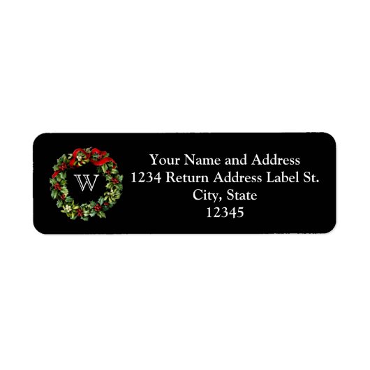 Étiquette Monogramme classique Holly Wreath Custom Christmas (Devant)
