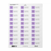 Étiquette Monogramme contemporain violet gris blan (Feuille entière)