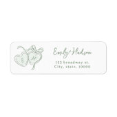 Étiquette Monogramme d'adresse de retour de coeurs dessinés (Devant)